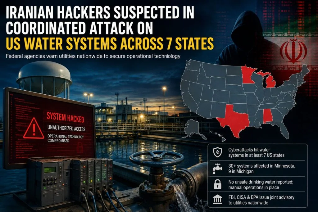Iranian Hackers Suspected in Coordinated Attack on US Water Systems Across 7 States